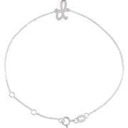 14K White Initial D 6 1/2-7 1/2' Bracelet