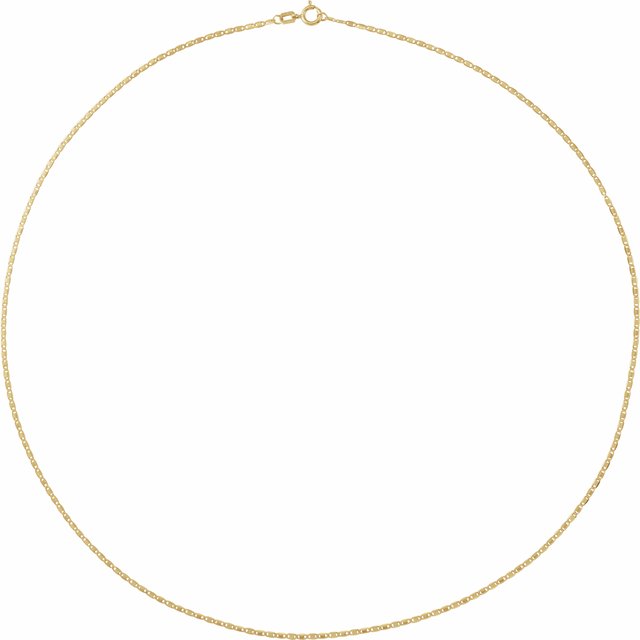 14K Yellow 1.3 mm Mirror 7' Chain