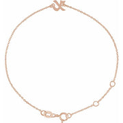 14K Rose Initial X 6 1/2-7 1/2' Bracelet