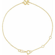 14K Yellow Initial X 6 1/2-7 1/2' Bracelet