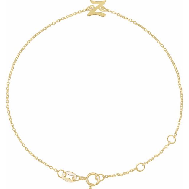14K Yellow Initial Z 6 1/2-7 1/2' Bracelet