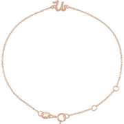 14K Rose Initial U 6 1/2-7 1/2' Bracelet