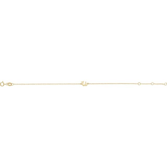 14K Yellow Initial U 6 1/2-7 1/2' Bracelet
