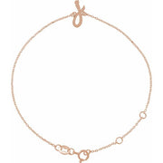 14K Rose Initial J 6 1/2-7 1/2' Bracelet