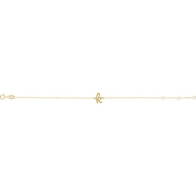 14K Yellow Initial K 6 1/2-7 1/2' Bracelet