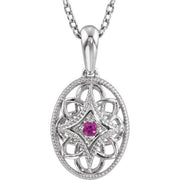 Sterling Silver Natural Ruby 18' Necklace