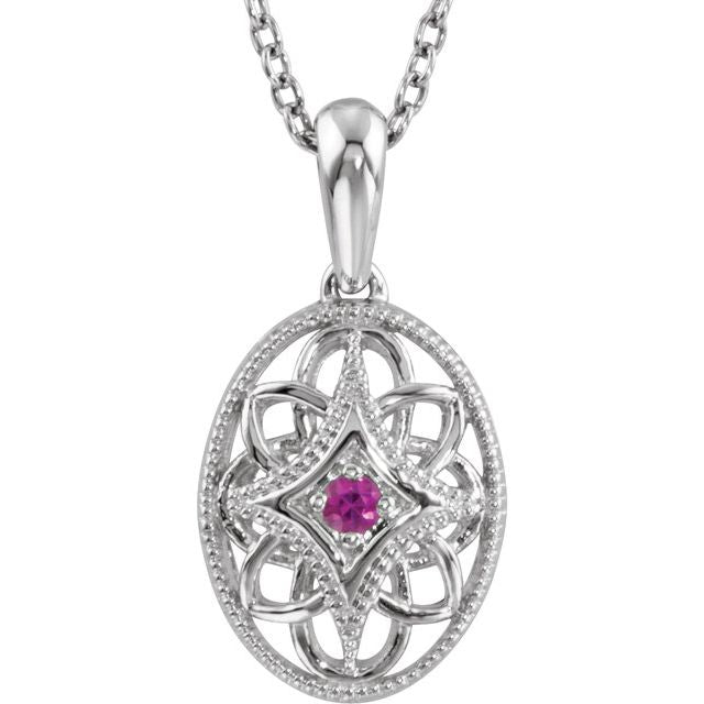 Sterling Silver Natural Ruby 18' Necklace
