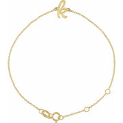 14K Yellow Initial K 6 1/2-7 1/2' Bracelet