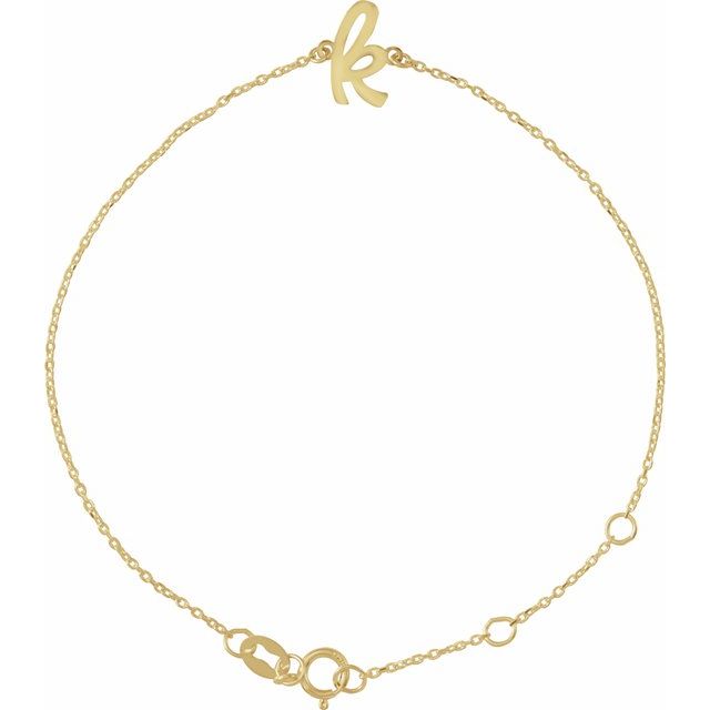 14K Yellow Initial K 6 1/2-7 1/2' Bracelet