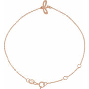 14K Rose Initial F 6 1/2-7 1/2' Bracelet