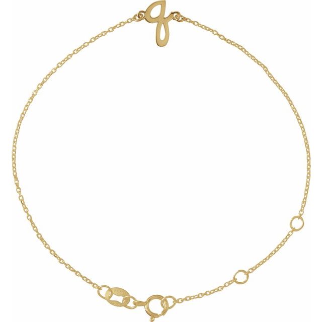 14K Yellow Initial Q 6 1/2-7 1/2' Bracelet