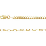 14K Yellow 2.7 mm Curb & Paperclip-Style 7' Chain