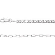 Sterling Silver 2.7 mm Curb & Paperclip-Style 20' Chain