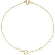 14K Yellow Initial V 6 1/2-7 1/2' Bracelet