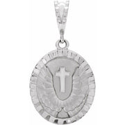 14K White Angel Wing Coin Pendant