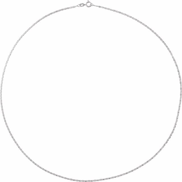 14K White 1.3 mm Mirror 7' Chain