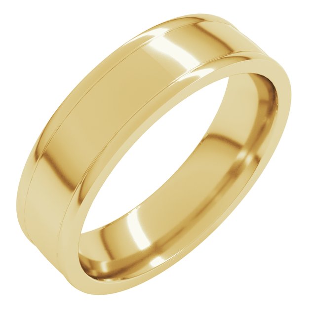 18k Yellow 6 Mm Round-edge Grooved Comfort-fit Half Round Band Size 10