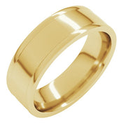 18k Yellow 7 Mm Round-edge Grooved Comfort-fit Half Round Band Size 10