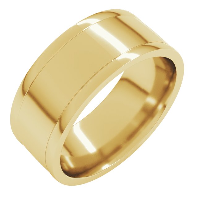 14K Yellow 9 mm  Grooved Round Edge Size 6.5