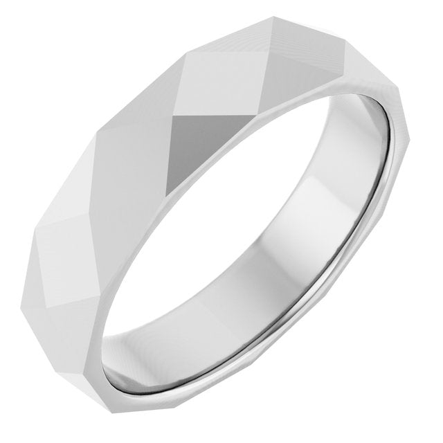 14K White 4.5 mm Diamond Pattern Band Size 7