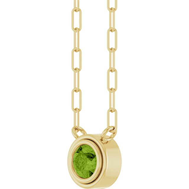 14K Yellow Natural Peridot 18' Necklace