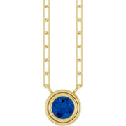 14K Yellow Lab-Grown Blue Sapphire 18' Necklace
