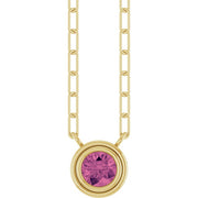 14k Yellow Natural Pink Tourmaline 18' Necklace