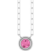 14K White Natural Pink Sapphire 18' Necklace