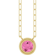 14K Yellow Natural Pink Sapphire 18' Necklace