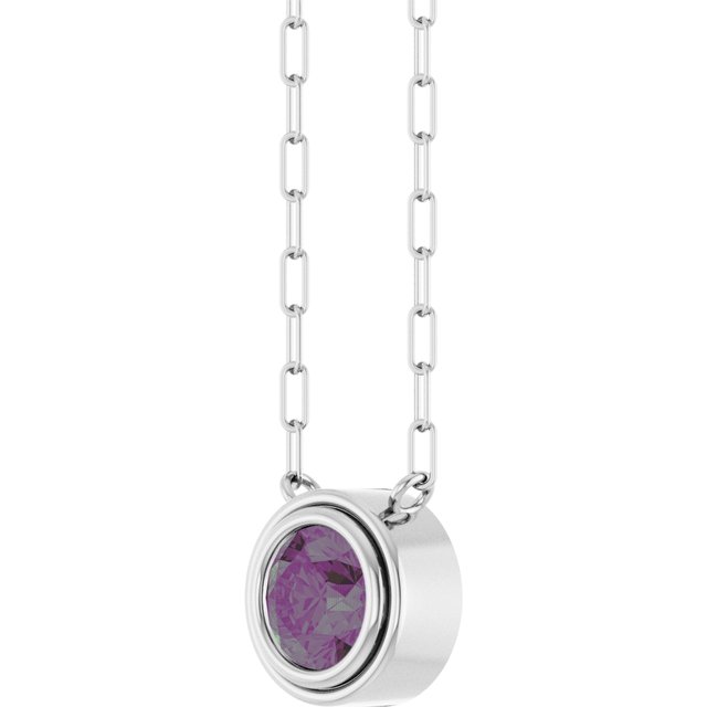 14K White Lab-Grown Alexandrite 18' Necklace