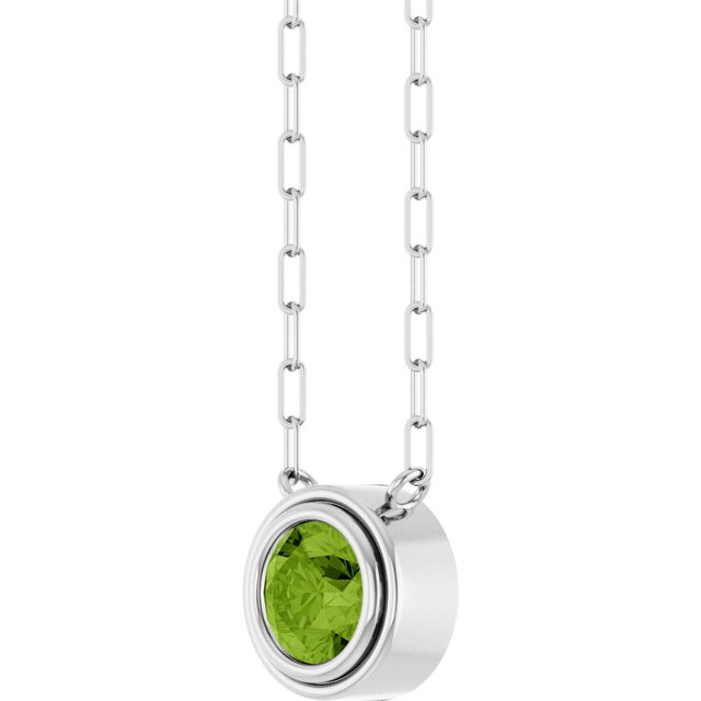 Sterling Silver Natural Peridot 18' Necklace
