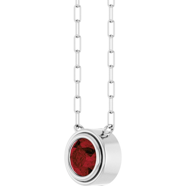 14K White Natural Mozambique Garnet 18' Necklace