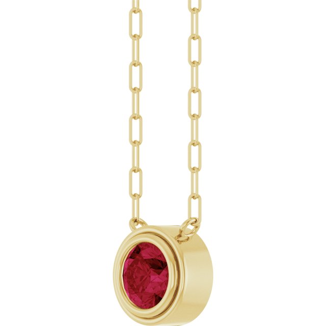 14K Yellow Lab-Grown Ruby 18' Necklace