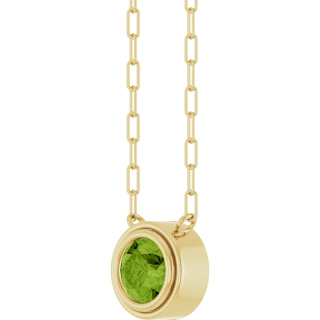 14K Yellow Natural Peridot 18' Necklace