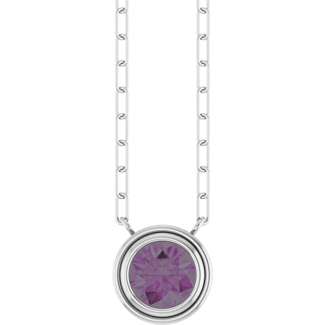 14K White Lab-Grown Alexandrite 18' Necklace