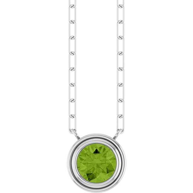 Sterling Silver Natural Peridot 18' Necklace