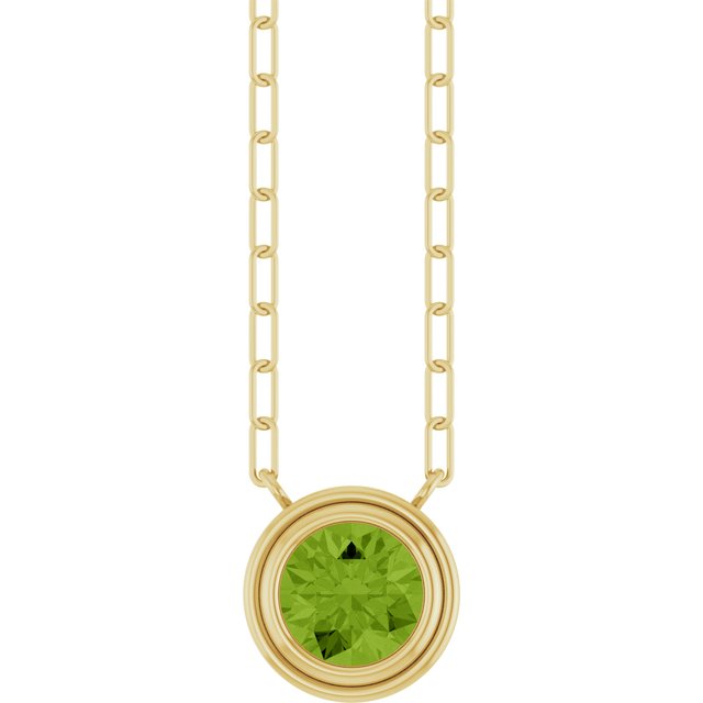 14K Yellow Natural Peridot 18' Necklace