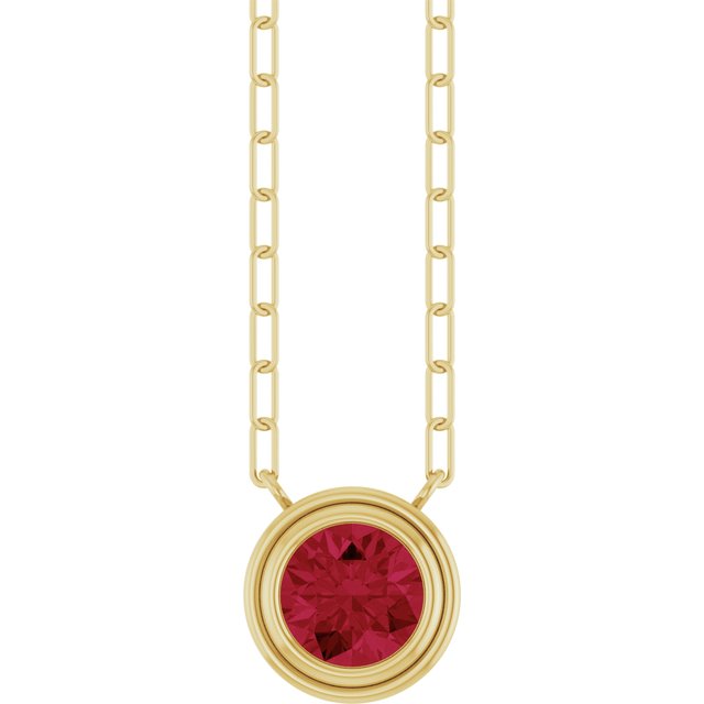 14K Yellow Lab-Grown Ruby 18' Necklace