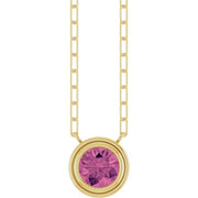 14K Yellow Natural Pink Tourmaline 18' Necklace