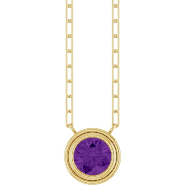 14K Yellow Natural Amethyst 18' Necklace