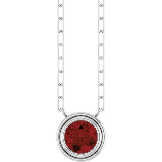 14K White Natural Mozambique Garnet 18' Necklace