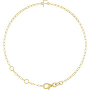 14K Yellow Sans Serif Initial F 6 1/2-7 1/2' Bracelet