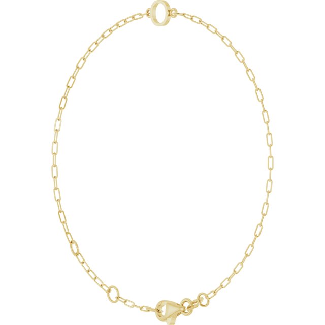 14K Yellow Sans Serif Initial O 6 1/2-7 1/2' Bracelet