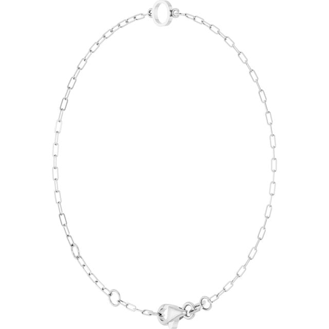 14K White Sans Serif Initial O 6 1/2-7 1/2' Bracelet
