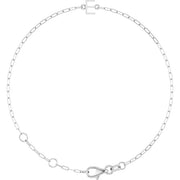 14k White Sans Serif Initial E 6 1/2-7 1/2' Bracelet
