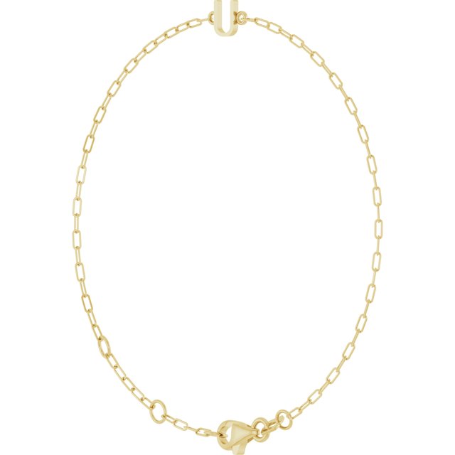 14K Yellow Sans Serif Initial U 6 1/2-7 1/2' Bracelet