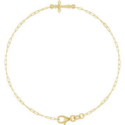 14K Yellow Sideways Cross 7' Bracelet