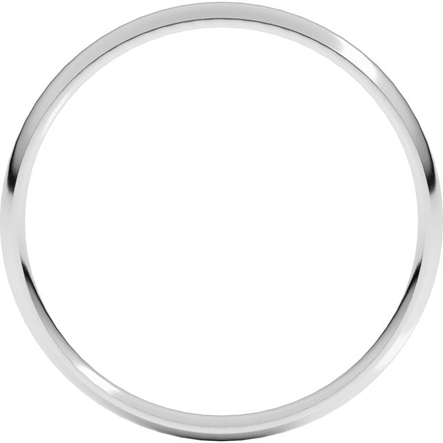 14k White 2.5 Mm Ultra-lightweight Comfort-fit Half Round Band Size 6