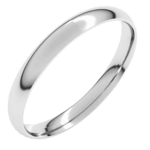 14k White 2.5 Mm Ultra-lightweight Comfort-fit Half Round Band Size 6