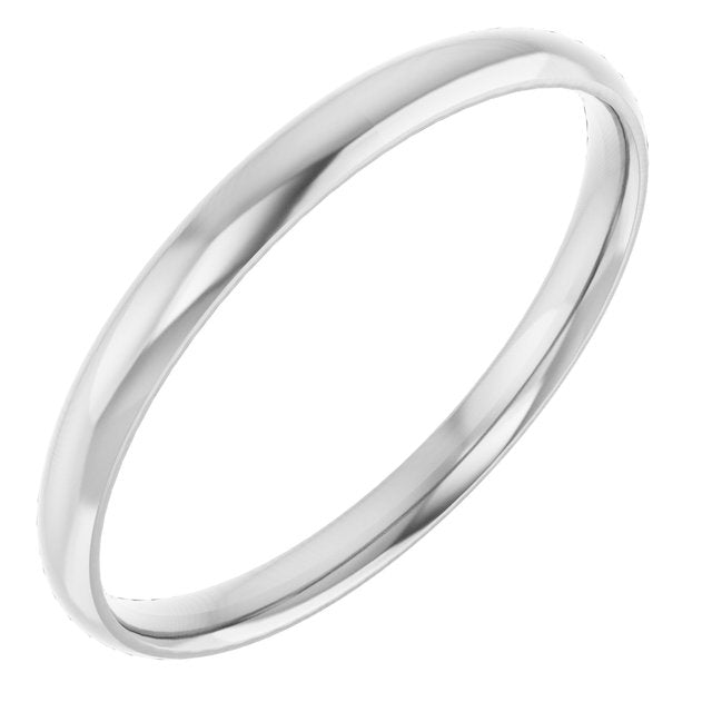 14k White 2 Mm Ultra-lightweight Comfort-fit Half Round Band Size 7